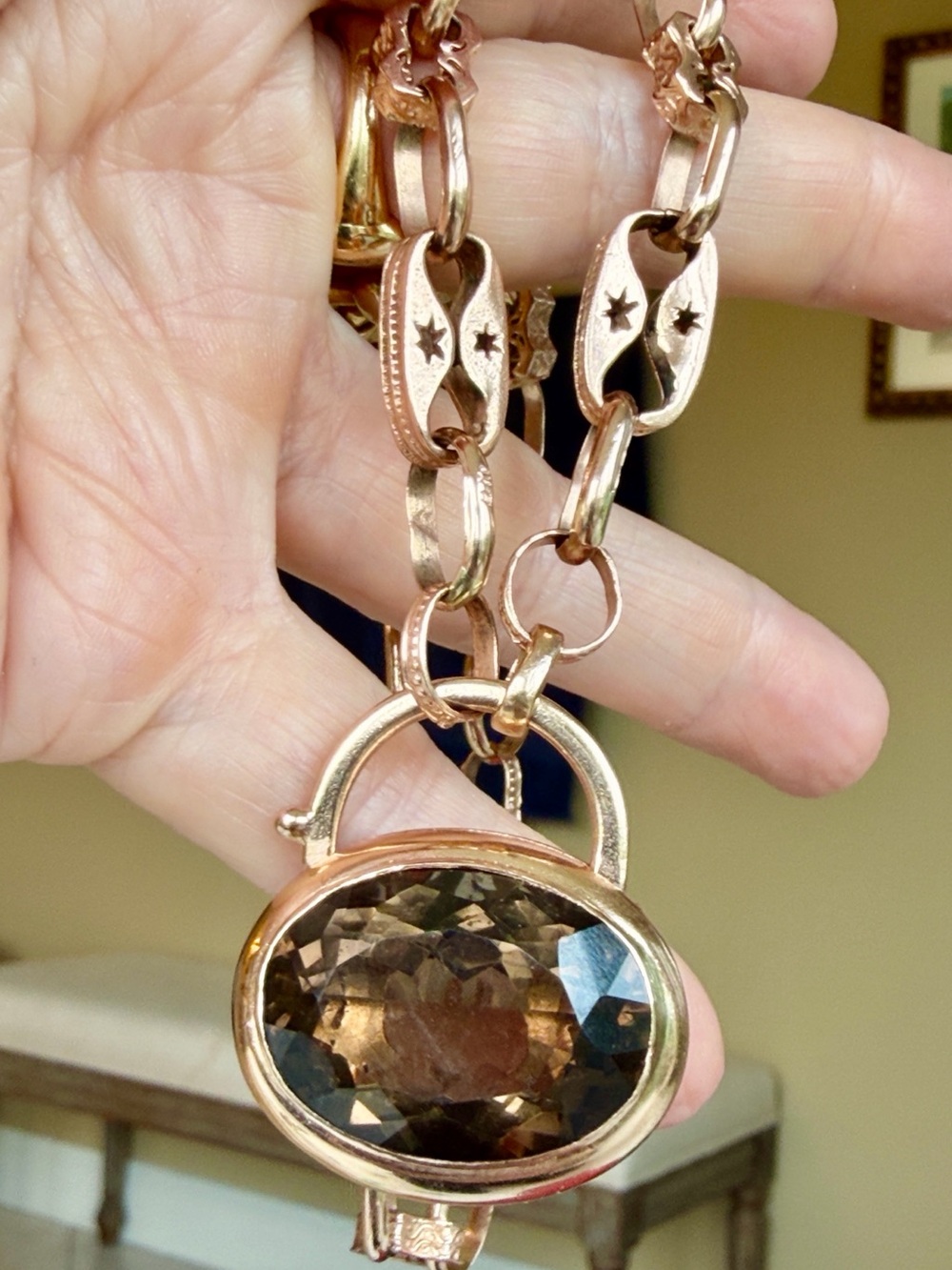 14 karat gold lock and necklace